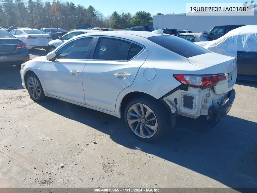 2018 Acura Ilx Acurawatch Plus Package VIN: 19UDE2F32JA001681 Lot: 40830965