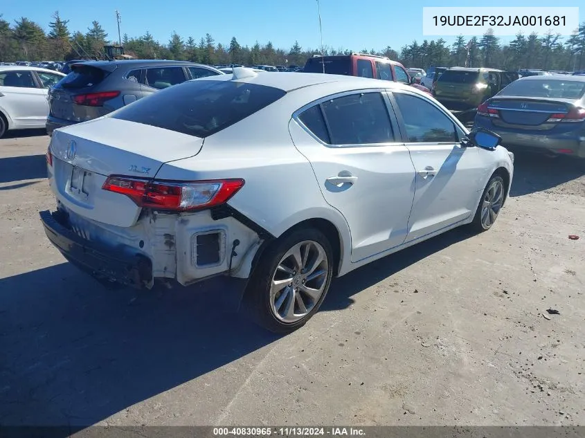 2018 Acura Ilx Acurawatch Plus Package VIN: 19UDE2F32JA001681 Lot: 40830965