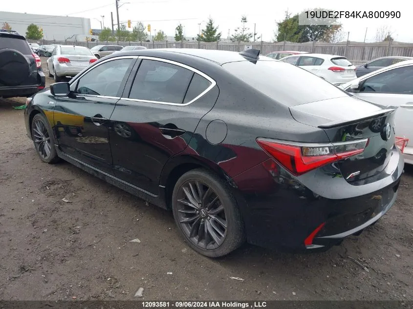 2019 Acura Ilx VIN: 19UDE2F84KA800990 Lot: 12093581