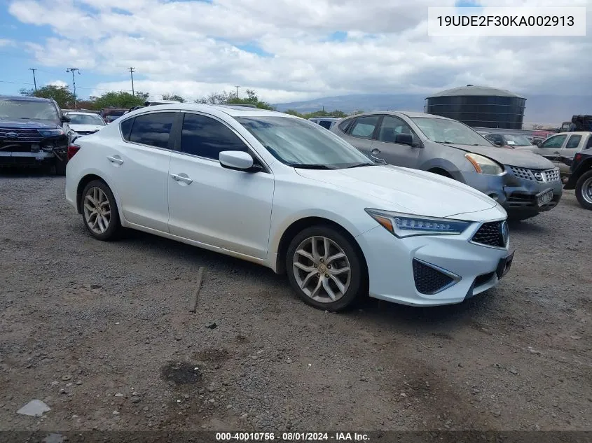 2019 Acura Ilx Standard VIN: 19UDE2F30KA002913 Lot: 40010756