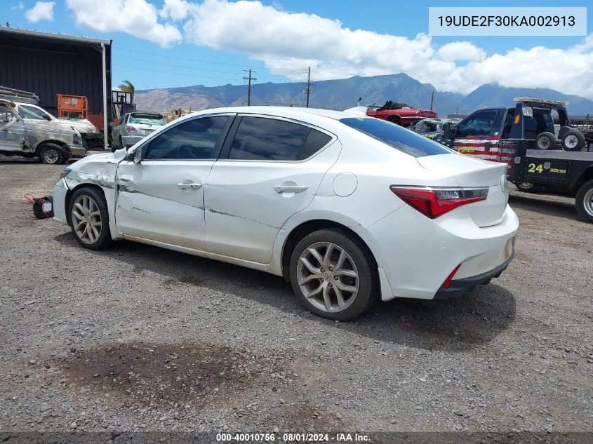 2019 Acura Ilx Standard VIN: 19UDE2F30KA002913 Lot: 40010756