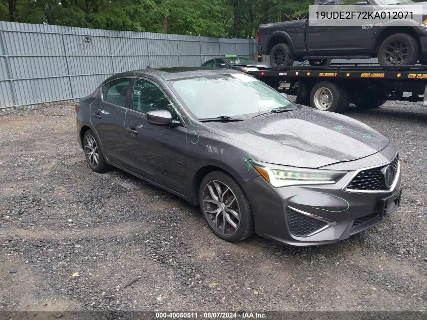 2019 Acura Ilx Premium Package/Technology Package VIN: 19UDE2F72KA012071 Lot: 40050511