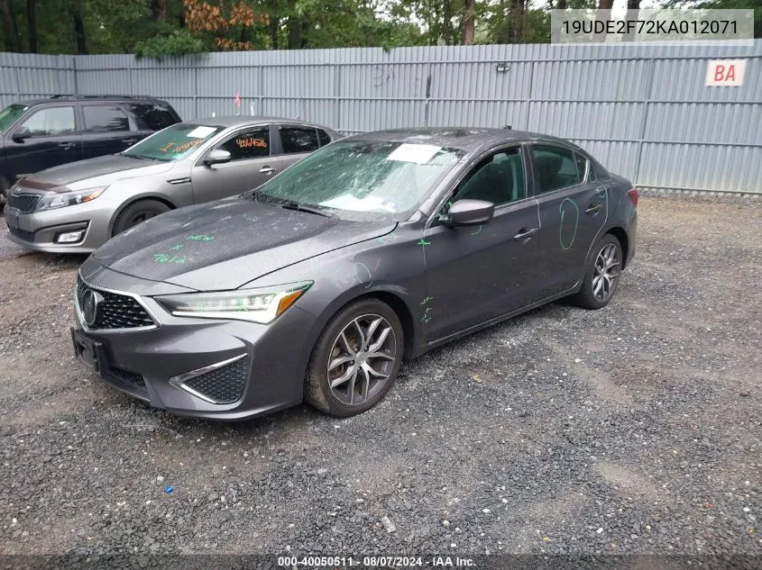 2019 Acura Ilx Premium Package/Technology Package VIN: 19UDE2F72KA012071 Lot: 40050511