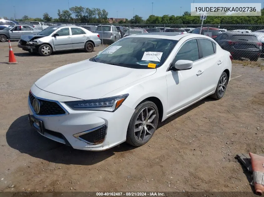 2019 Acura Ilx Premium Package/Technology Package VIN: 19UDE2F70KA002736 Lot: 40162487