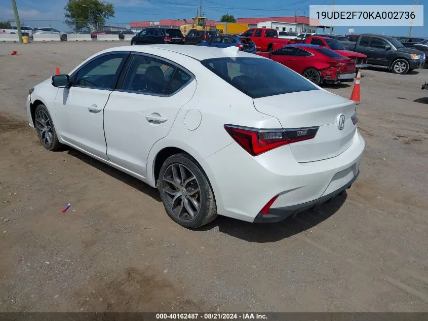 2019 Acura Ilx Premium Package/Technology Package VIN: 19UDE2F70KA002736 Lot: 40162487