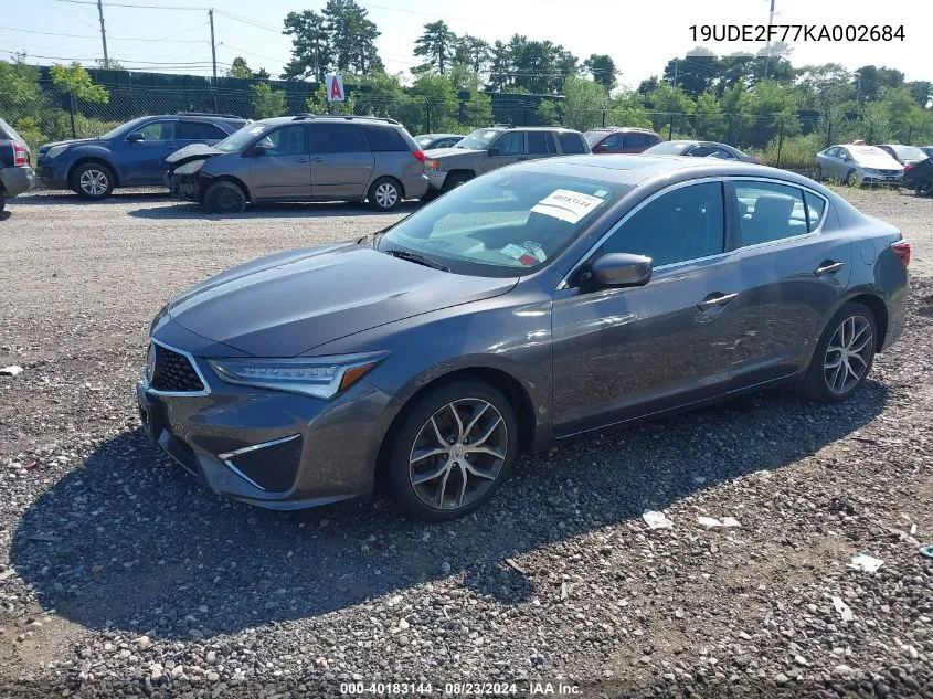 2019 Acura Ilx Premium Package/Technology Package VIN: 19UDE2F77KA002684 Lot: 40183144