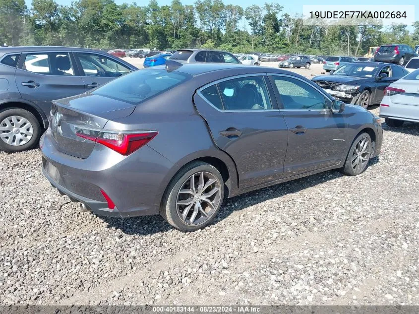 2019 Acura Ilx Premium Package/Technology Package VIN: 19UDE2F77KA002684 Lot: 40183144