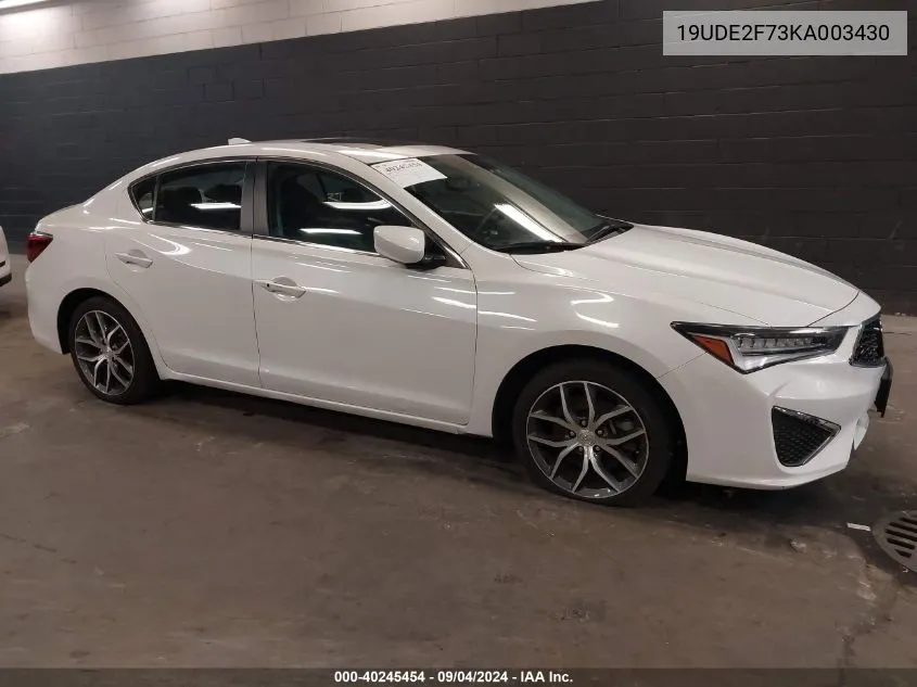 2019 Acura Ilx Premium Package/Technology Package VIN: 19UDE2F73KA003430 Lot: 40245454