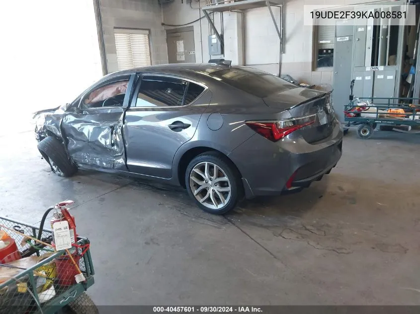 2019 Acura Ilx VIN: 19UDE2F39KA008581 Lot: 40457601