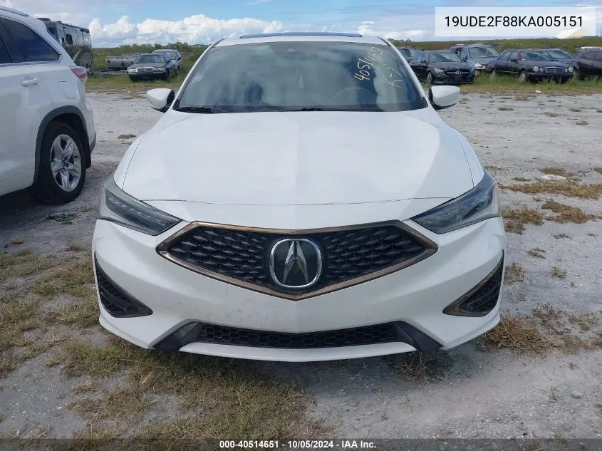 2019 Acura Ilx Premium A-Spec/Technology VIN: 19UDE2F88KA005151 Lot: 40514651