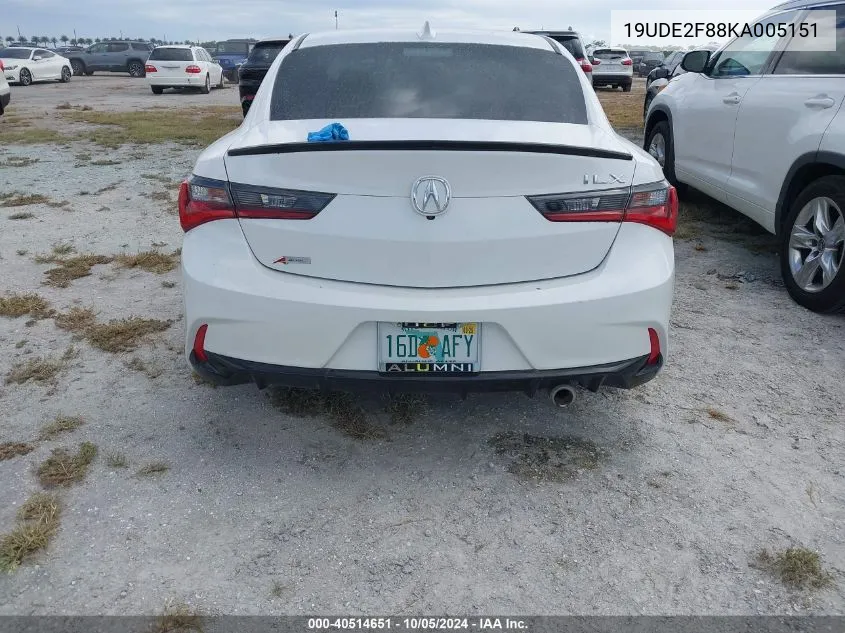 2019 Acura Ilx Premium A-Spec/Technology VIN: 19UDE2F88KA005151 Lot: 40514651