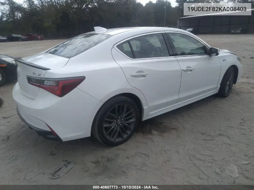 2019 Acura Ilx Premium A-Spec Packages/Technology A-Spec Packages VIN: 19UDE2F82KA008403 Lot: 40607773