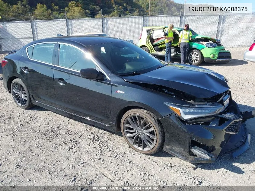 2019 Acura Ilx Premium A-Spec Packages/Technology A-Spec Packages VIN: 19UDE2F81KA008375 Lot: 40634078