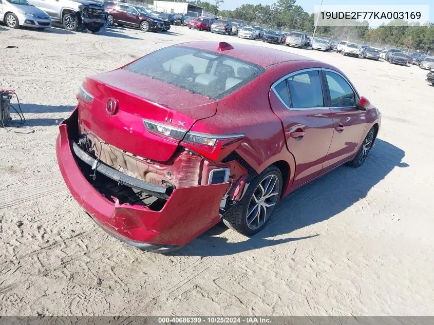 2019 Acura Ilx Premium Package/Technology Package VIN: 19UDE2F77KA003169 Lot: 40686399