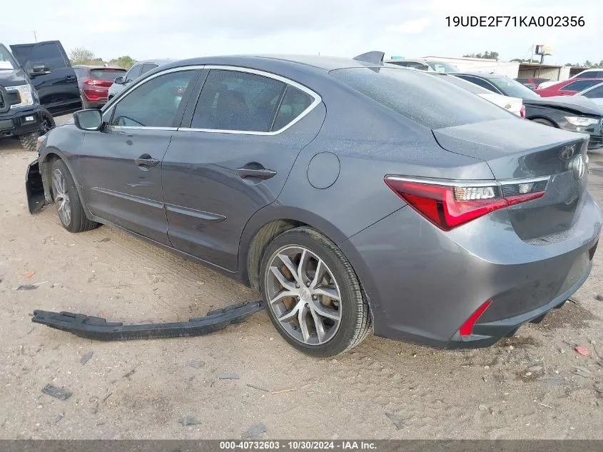 2019 Acura Ilx Premium Package/Technology Package VIN: 19UDE2F71KA002356 Lot: 40732603