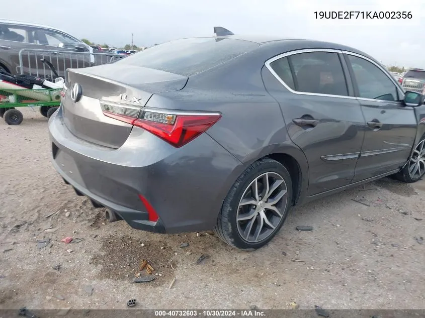 2019 Acura Ilx Premium Package/Technology Package VIN: 19UDE2F71KA002356 Lot: 40732603