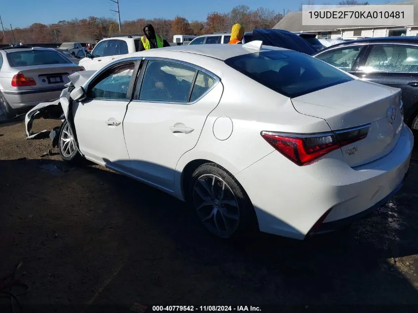 2019 Acura Ilx Premium Package/Technology Package VIN: 19UDE2F70KA010481 Lot: 40779542