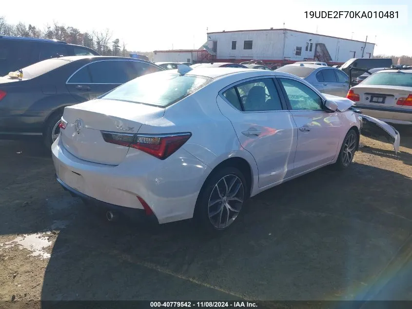 2019 Acura Ilx Premium Package/Technology Package VIN: 19UDE2F70KA010481 Lot: 40779542