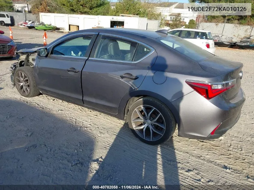 2019 Acura Ilx Premium Package/Technology Package VIN: 19UDE2F72KA010126 Lot: 40782058