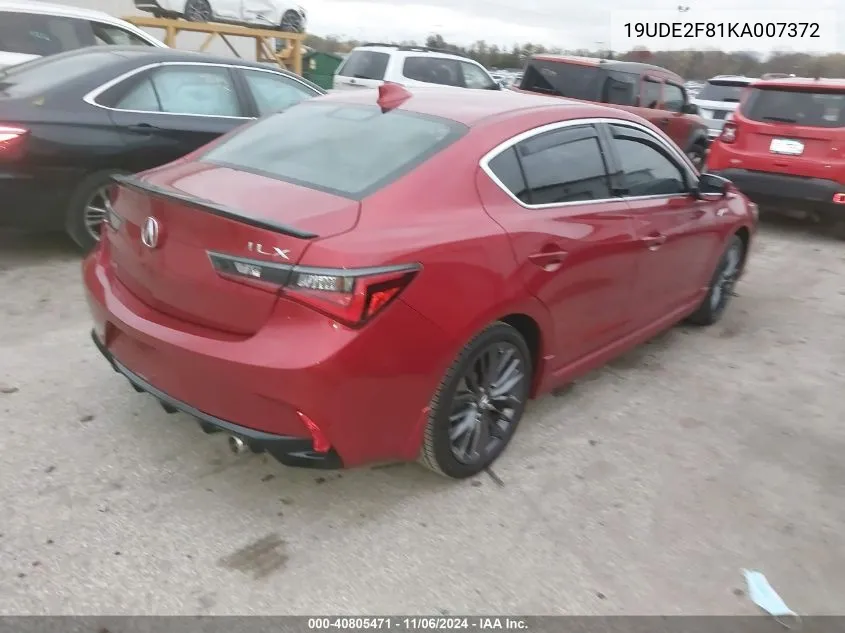 2019 Acura Ilx Premium A-Spec Packages/Technology A-Spec Packages VIN: 19UDE2F81KA007372 Lot: 40805471