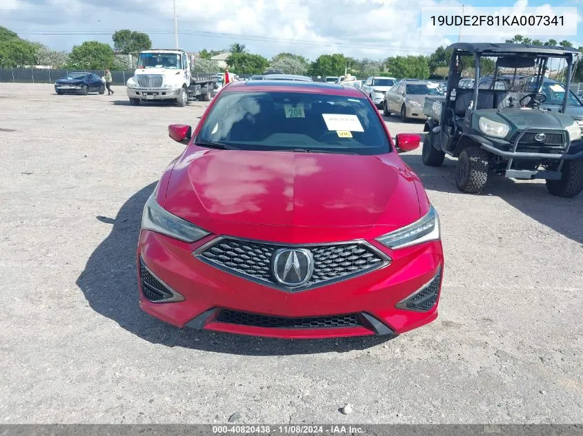 2019 Acura Ilx Premium A-Spec Packages/Technology A-Spec Packages VIN: 19UDE2F81KA007341 Lot: 40820438