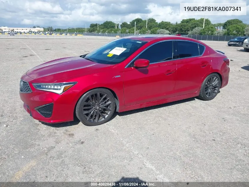 2019 Acura Ilx Premium A-Spec Packages/Technology A-Spec Packages VIN: 19UDE2F81KA007341 Lot: 40820438