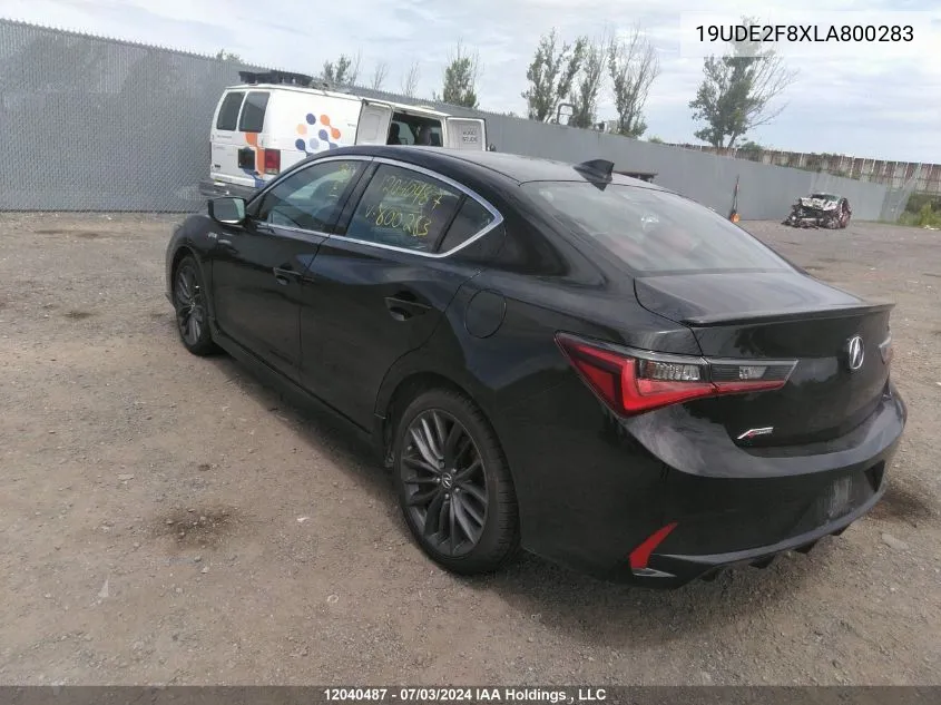 2020 Acura Ilx VIN: 19UDE2F8XLA800283 Lot: 12040487