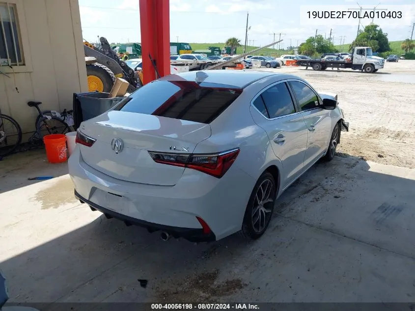 2020 Acura Ilx Premium Package/Technology Package VIN: 19UDE2F70LA010403 Lot: 40056198