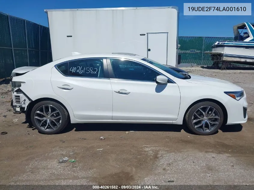 2020 Acura Ilx Premium Package/Technology Package VIN: 19UDE2F74LA001610 Lot: 40261582