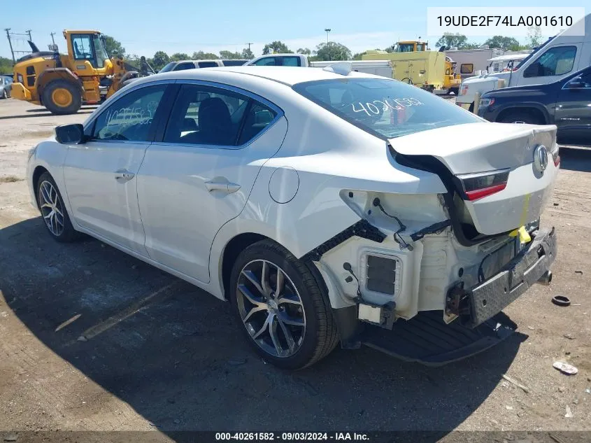 2020 Acura Ilx Premium Package/Technology Package VIN: 19UDE2F74LA001610 Lot: 40261582