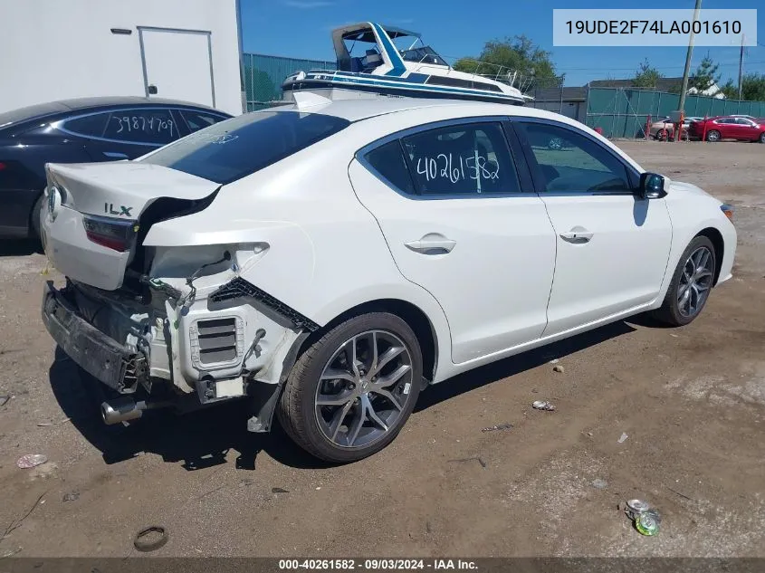 2020 Acura Ilx Premium Package/Technology Package VIN: 19UDE2F74LA001610 Lot: 40261582