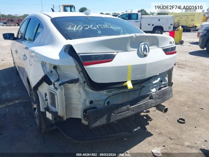 2020 Acura Ilx Premium Package/Technology Package VIN: 19UDE2F74LA001610 Lot: 40261582