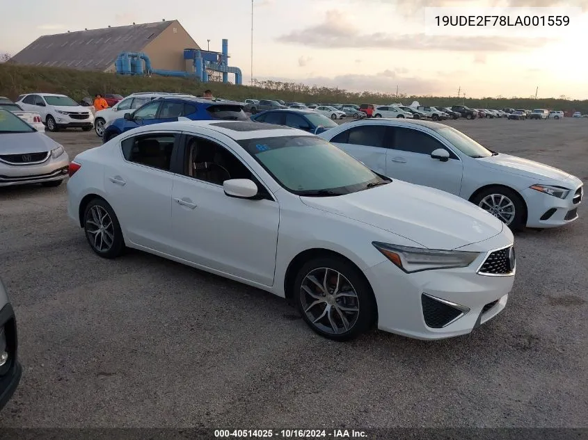 2020 Acura Ilx Premium Package/Technology Package VIN: 19UDE2F78LA001559 Lot: 40514025