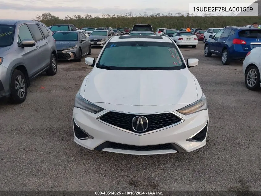 2020 Acura Ilx Premium Package/Technology Package VIN: 19UDE2F78LA001559 Lot: 40514025