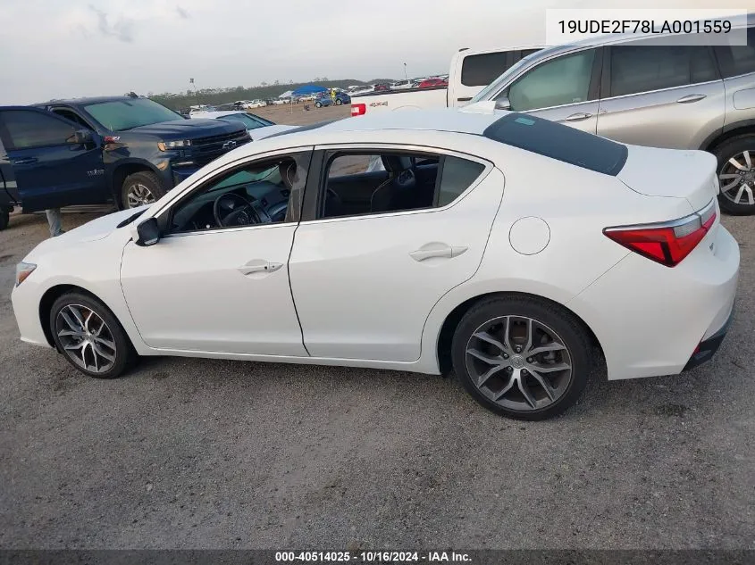 2020 Acura Ilx Premium Package/Technology Package VIN: 19UDE2F78LA001559 Lot: 40514025