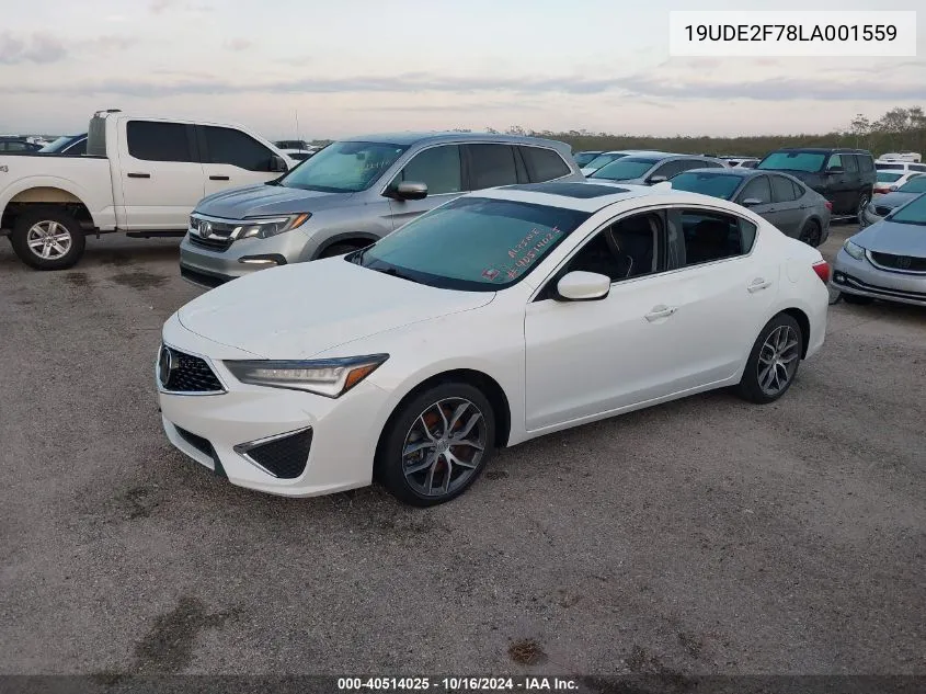 2020 Acura Ilx Premium Package/Technology Package VIN: 19UDE2F78LA001559 Lot: 40514025