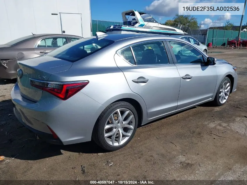 2020 Acura Ilx Standard VIN: 19UDE2F35LA002536 Lot: 40597047