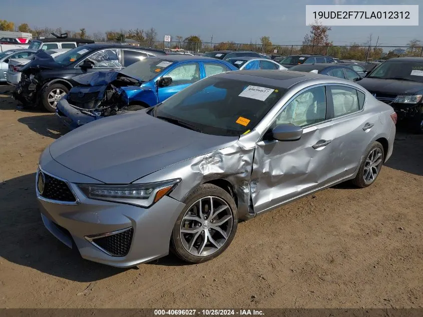 2020 Acura Ilx Premium Package/Technology Package VIN: 19UDE2F77LA012312 Lot: 40696027