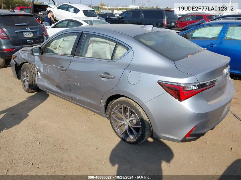 2020 Acura Ilx Premium Package/Technology Package VIN: 19UDE2F77LA012312 Lot: 40696027