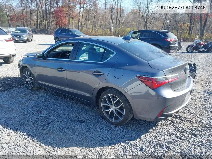 2020 Acura Ilx Premium Package/Technology Package VIN: 19UDE2F77LA008745 Lot: 40704096