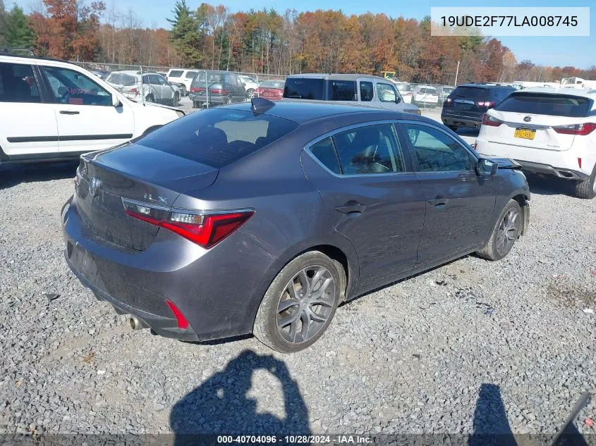 2020 Acura Ilx Premium Package/Technology Package VIN: 19UDE2F77LA008745 Lot: 40704096