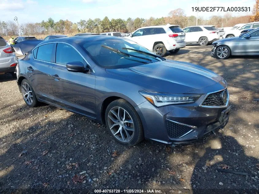 2020 Acura Ilx Premium Package/Technology Package VIN: 19UDE2F77LA003531 Lot: 40753728