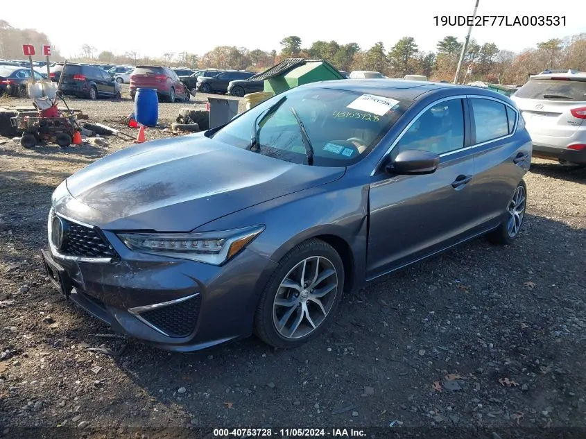 2020 Acura Ilx Premium Package/Technology Package VIN: 19UDE2F77LA003531 Lot: 40753728