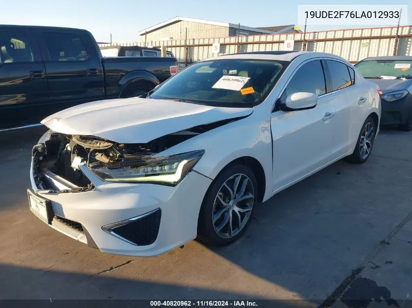 2020 Acura Ilx Premium Package/Technology Package VIN: 19UDE2F76LA012933 Lot: 40820962