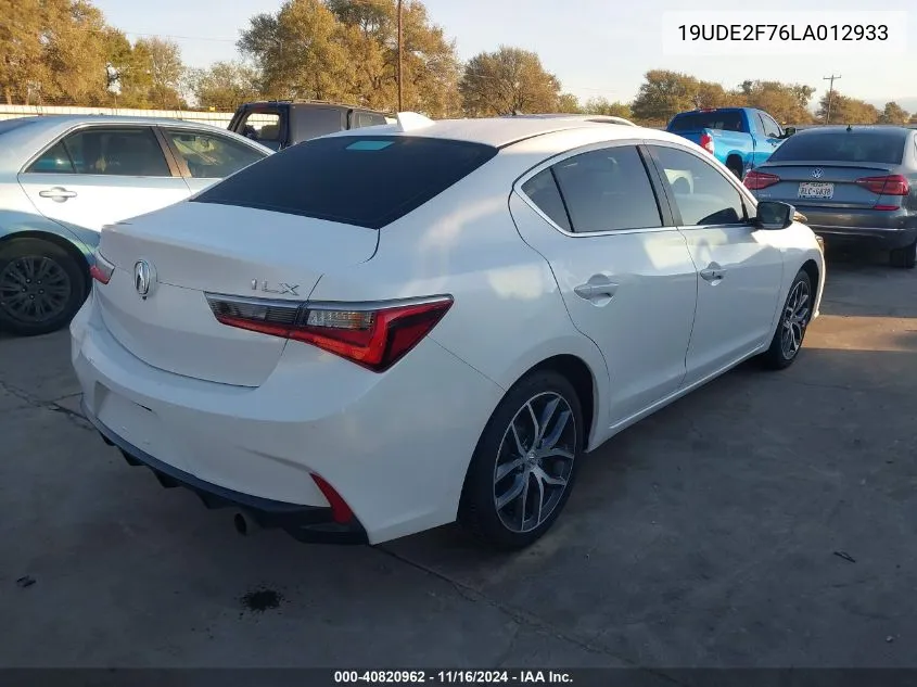 2020 Acura Ilx Premium Package/Technology Package VIN: 19UDE2F76LA012933 Lot: 40820962