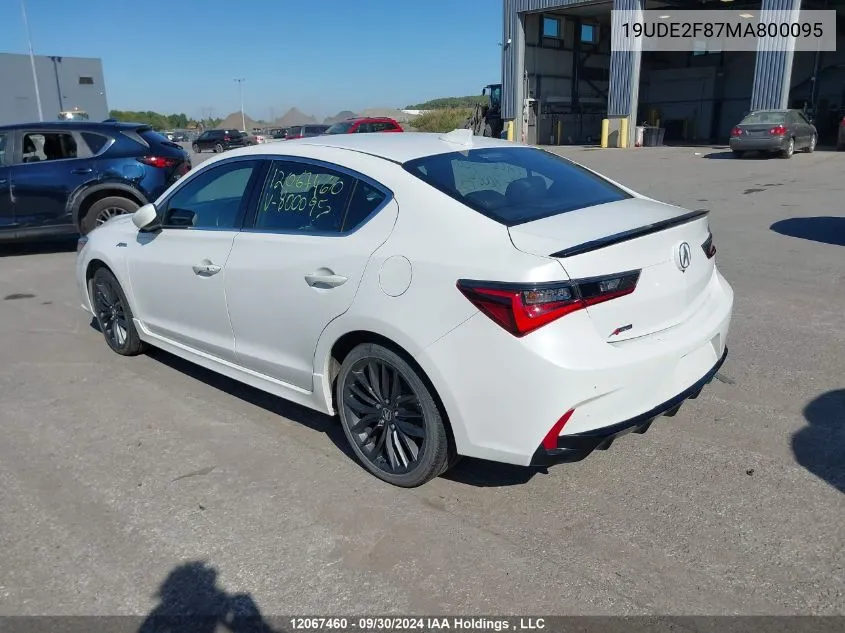 2021 Acura Ilx VIN: 19UDE2F87MA800095 Lot: 12067460