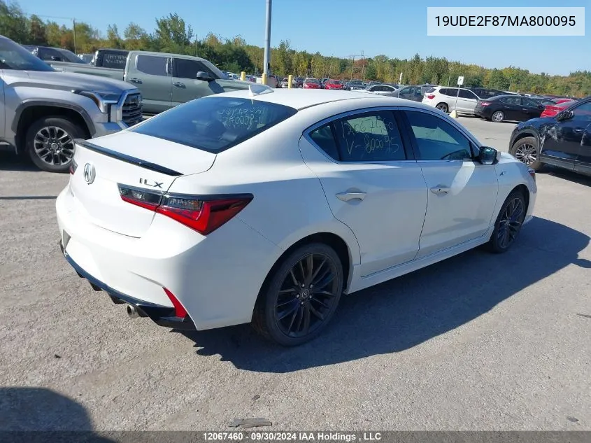 2021 Acura Ilx VIN: 19UDE2F87MA800095 Lot: 12067460