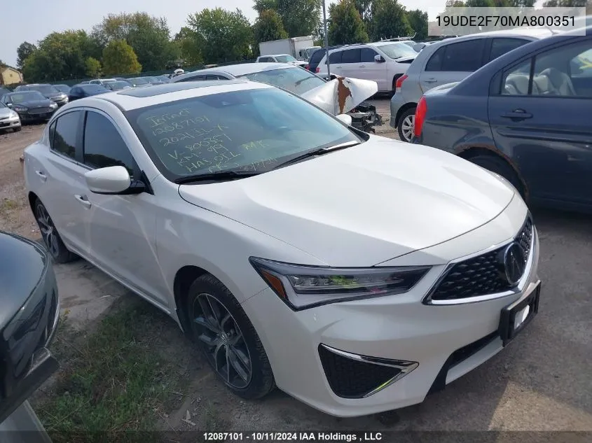 2021 Acura Ilx VIN: 19UDE2F70MA800351 Lot: 12087101