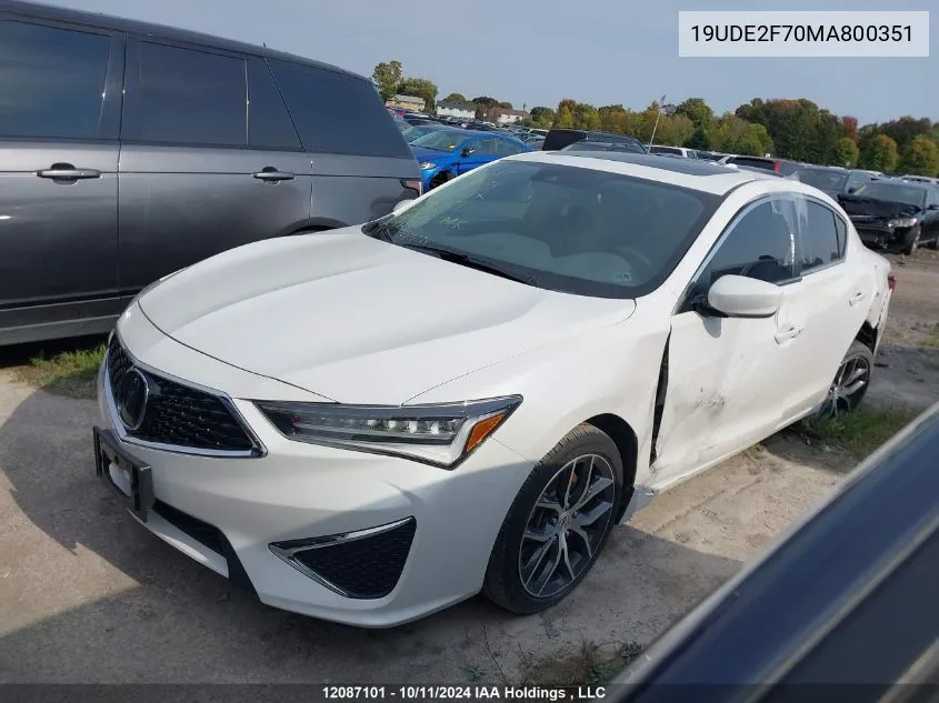 2021 Acura Ilx VIN: 19UDE2F70MA800351 Lot: 12087101