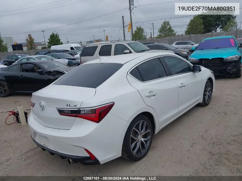 2021 Acura Ilx VIN: 19UDE2F70MA800351 Lot: 12087101